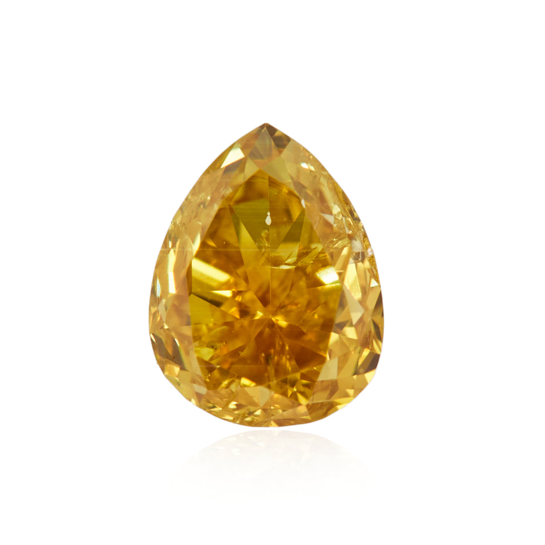 0.26 Carat Fancy Intense Orangy Yellow Pear Diamond