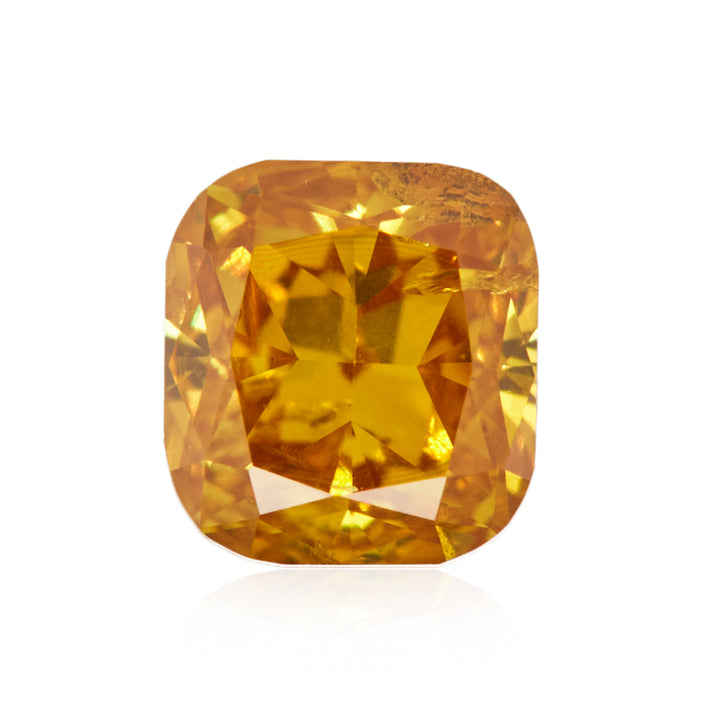 0.22 Carat Fancy Intense Orangy Yellow Cushion Diamond