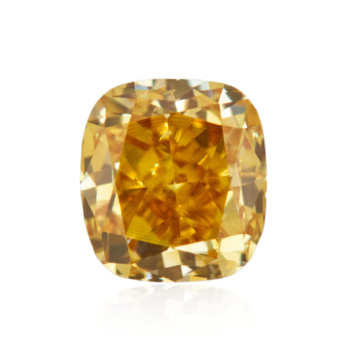 0.24 Carat Fancy Intense Orangy Yellow Cushion Diamond