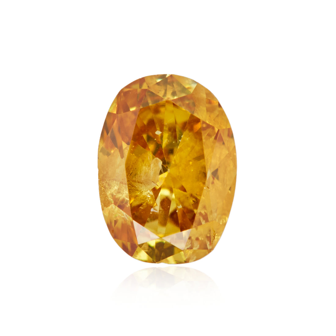 0.26 Carat Fancy Intense Orangy Yellow Oval Diamond