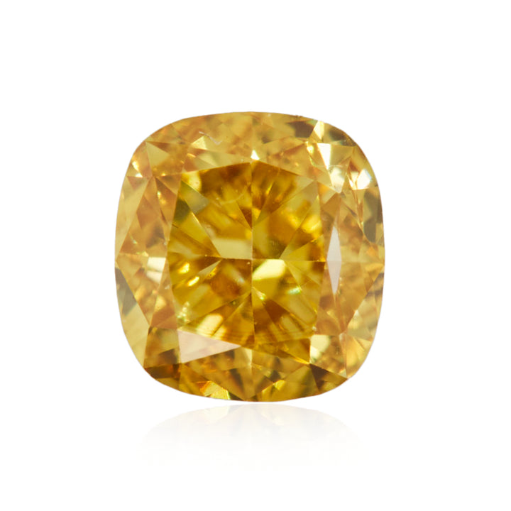 0.26 Carat Fancy Intense Orangy Yellow Cushion Diamond