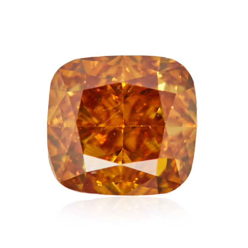 0.21 Carat Fancy Intense Yellowish Orange Cushion Diamond