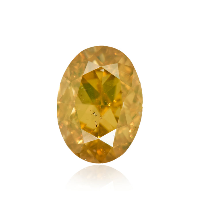 0.52 Carat Fancy Intense Greenish Orangy Yellow Oval Diamond