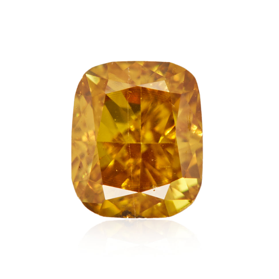 0.23 Carat Fancy Intense Orangy Yellow Cushion Diamond