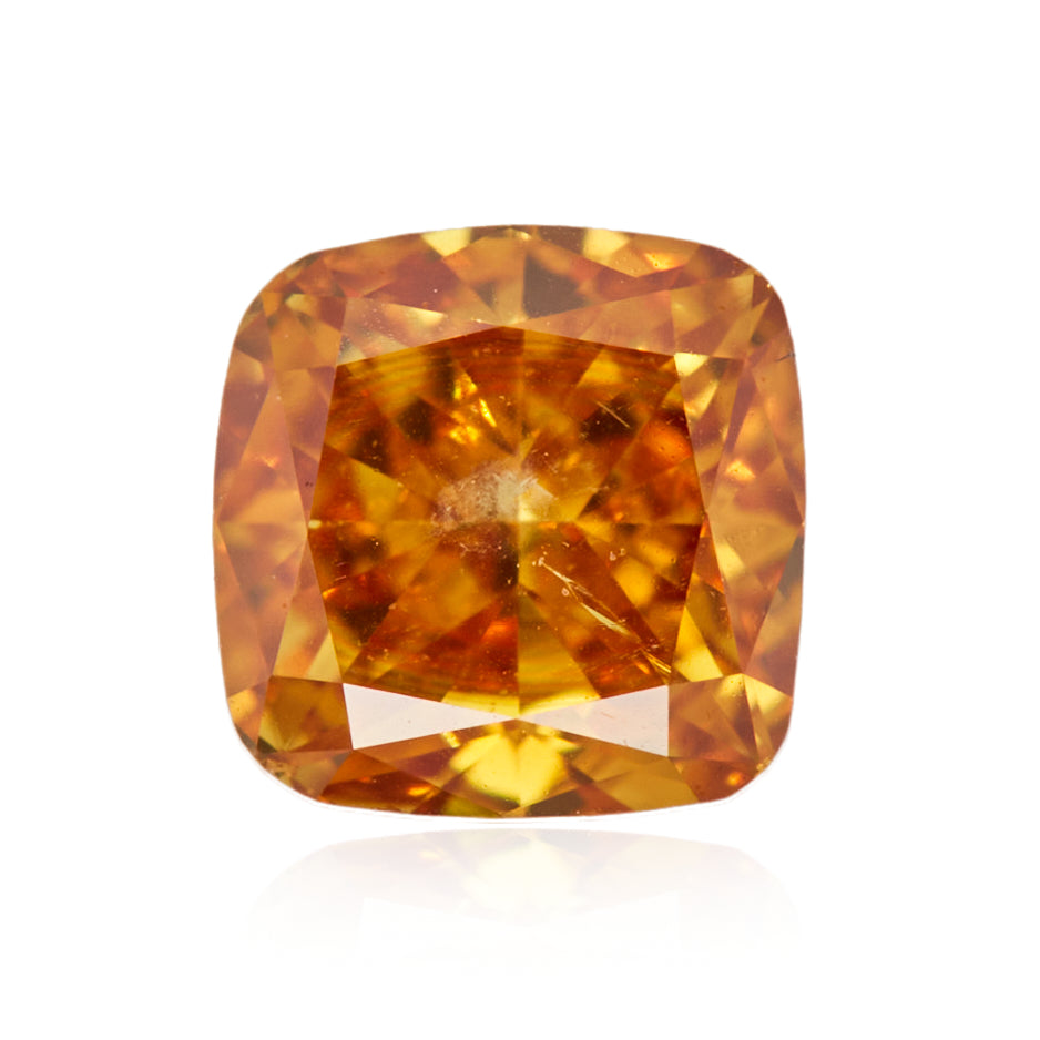 0.22 Carat Fancy Intense Yellow Orange Cushion Diamond