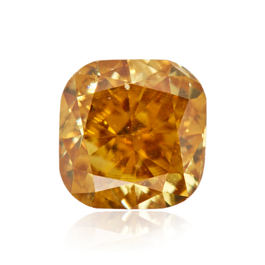 0.24 Carat Fancy Deep Yellowish Orange Square Cushion Diamond