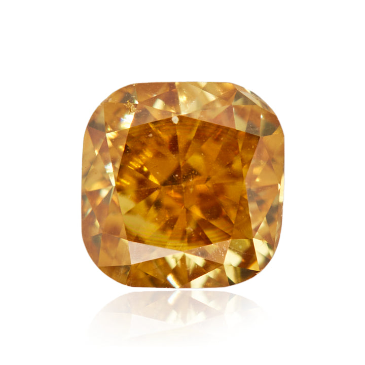 0.24 Carat Fancy Deep Yellowish Orange Square Cushion Diamond