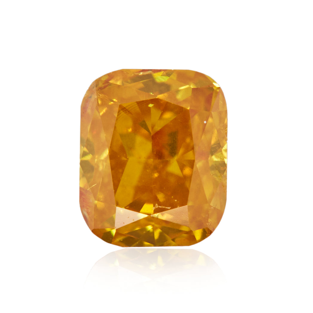 0.25 Carat Fancy Intense Orangy Yellow Cushion Diamond