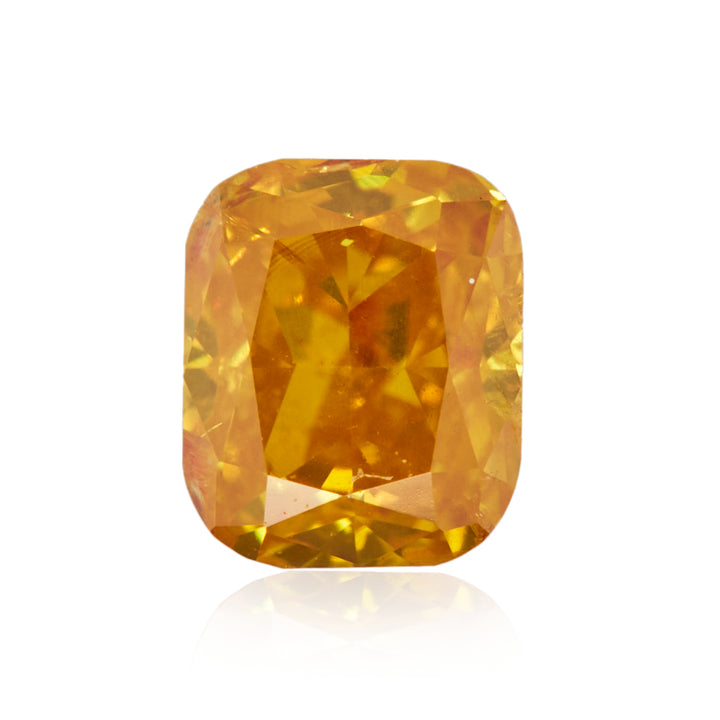 0.25 Carat Fancy Intense Orangy Yellow Cushion Diamond