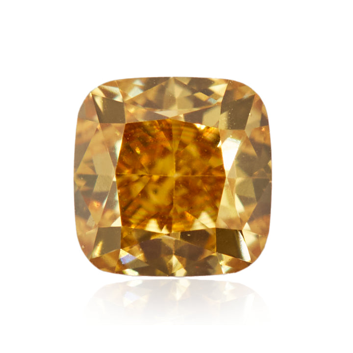 0.21 Carat Fancy Intense Orangy Yellow Square Cushion Diamond