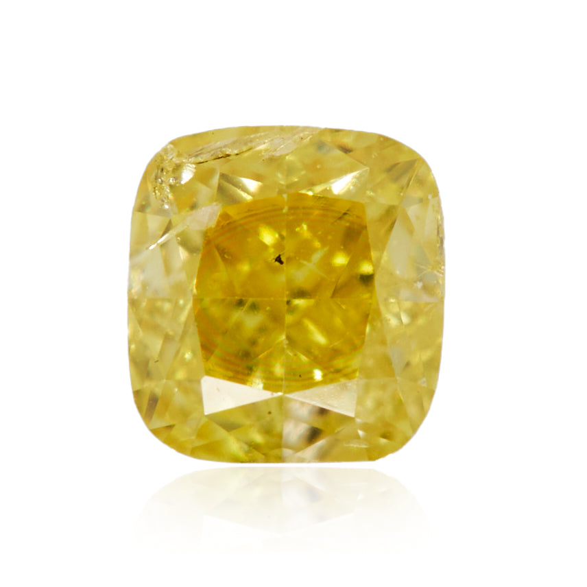 0.19 Carat Fancy Intense Yellow Cushion Diamond