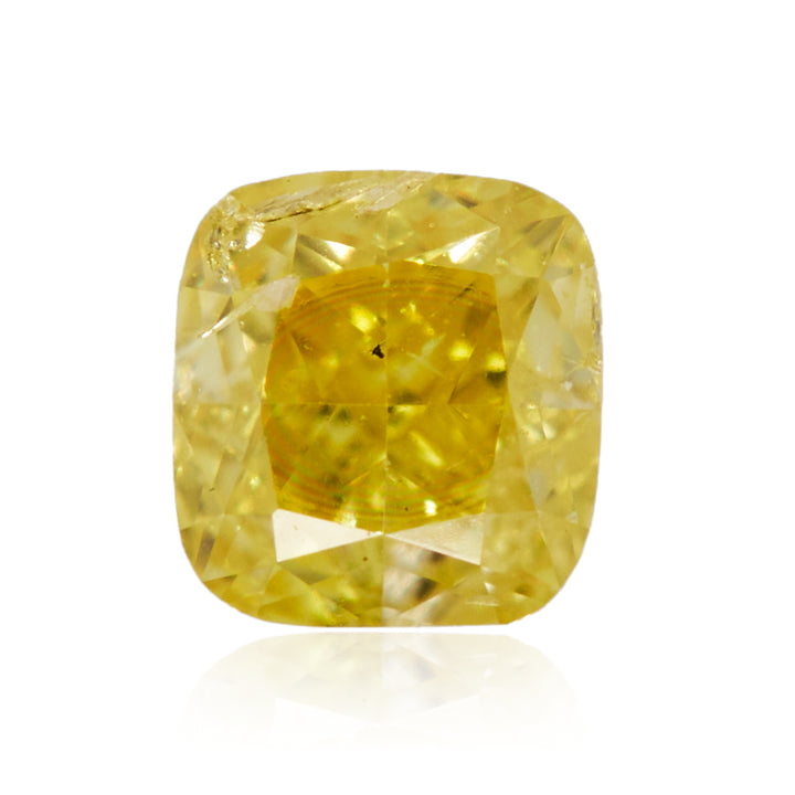 0.19 Carat Fancy Intense Yellow Cushion Diamond