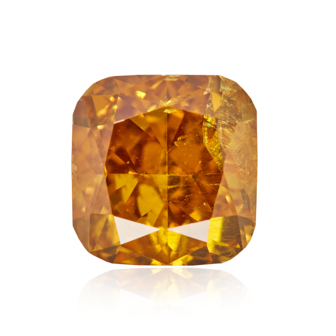 0.46 Carat Fancy Deep Orange Yellow Square Cushion Diamond