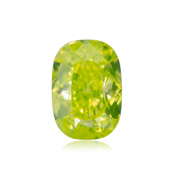 0.52 Carat Fancy Vivid Green Yellow Cushion Diamond