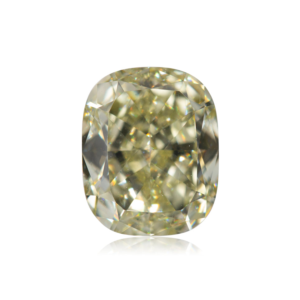 2.02 Carat Fancy Light Greenish Yellow Cushion Diamond