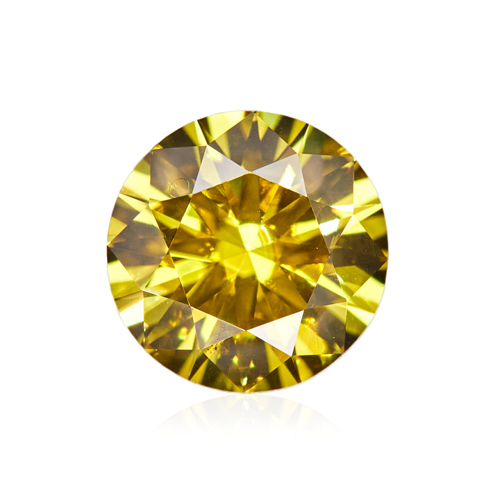 0.74 Carat Fancy Vivid Yellow Round Diamond