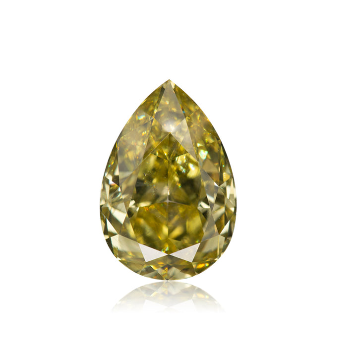 3.01 Carat Fancy Deep Brownish Greenish Yellow+++ Pear Diamond