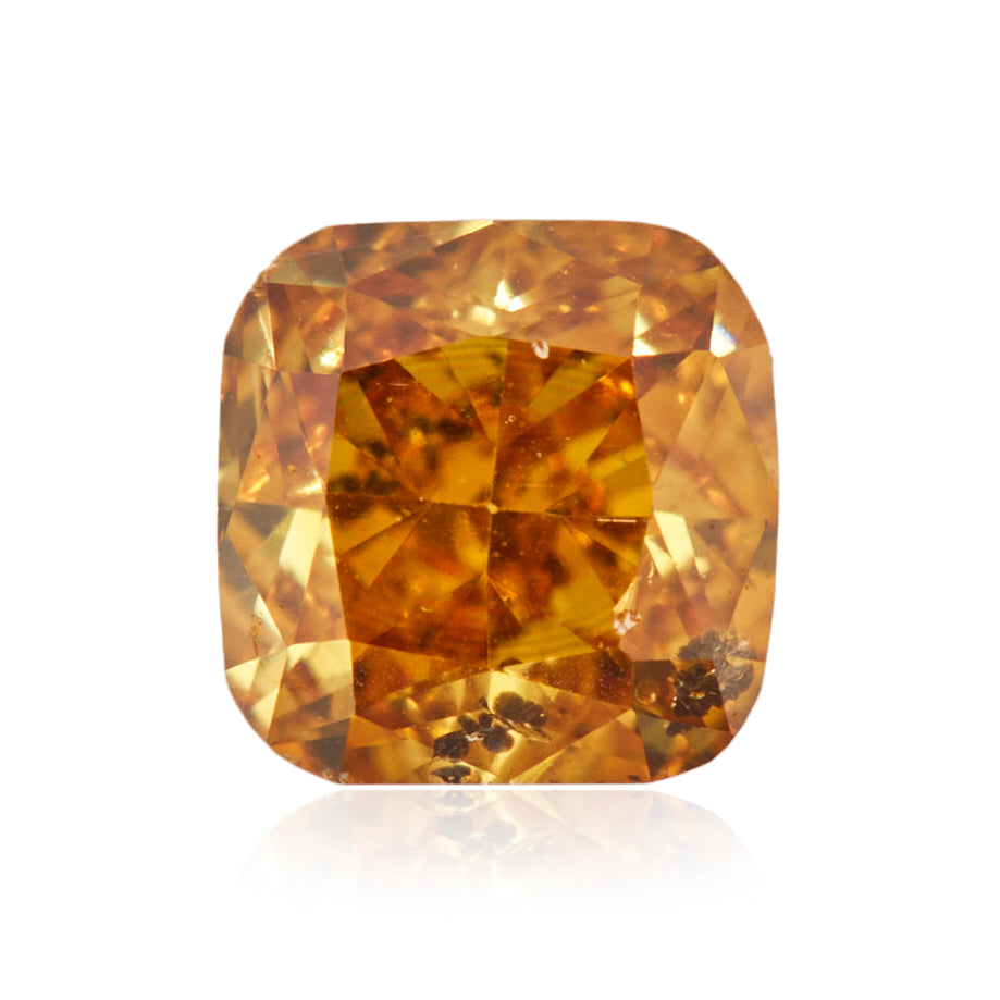 0.24 Carat Fancy Deep Yellow Orange Square Cushion Diamond