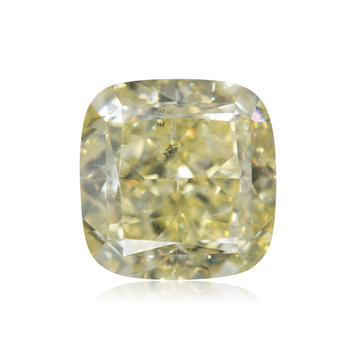 3.08 Carat Fancy Light Yellow + Cushion Diamond