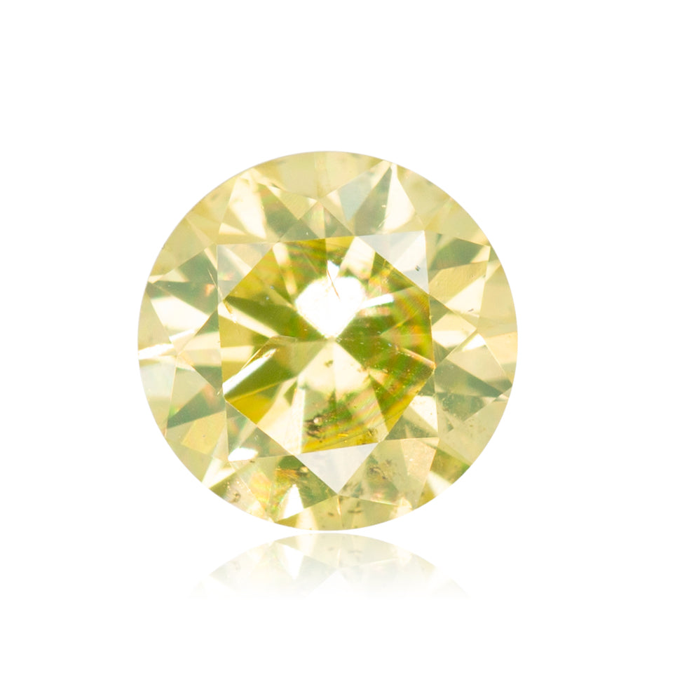 0.23 Carat Fancy Intense Greenish Yellow Round Diamond