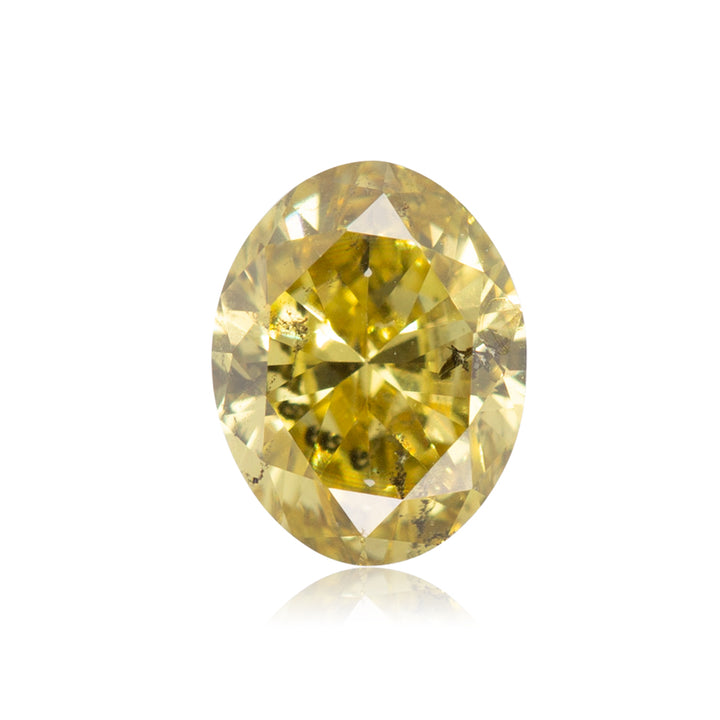 0.24 Carat Fancy Intense Greenish Yellow Oval Diamond