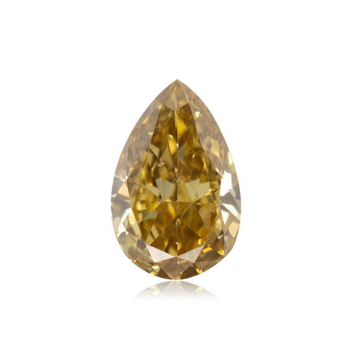 0.41 Carat Fancy Intense Greenish Yellow Pear Diamond