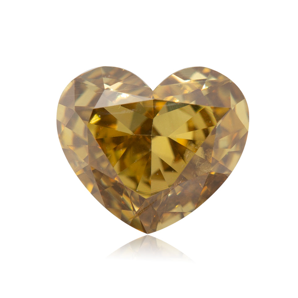 0.71 Carat Fancy Deep Greenish Yellow Heart Diamond