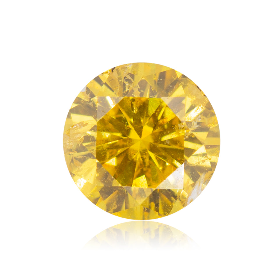 0.29 Carat Fancy Vivid Yellow Round Diamond