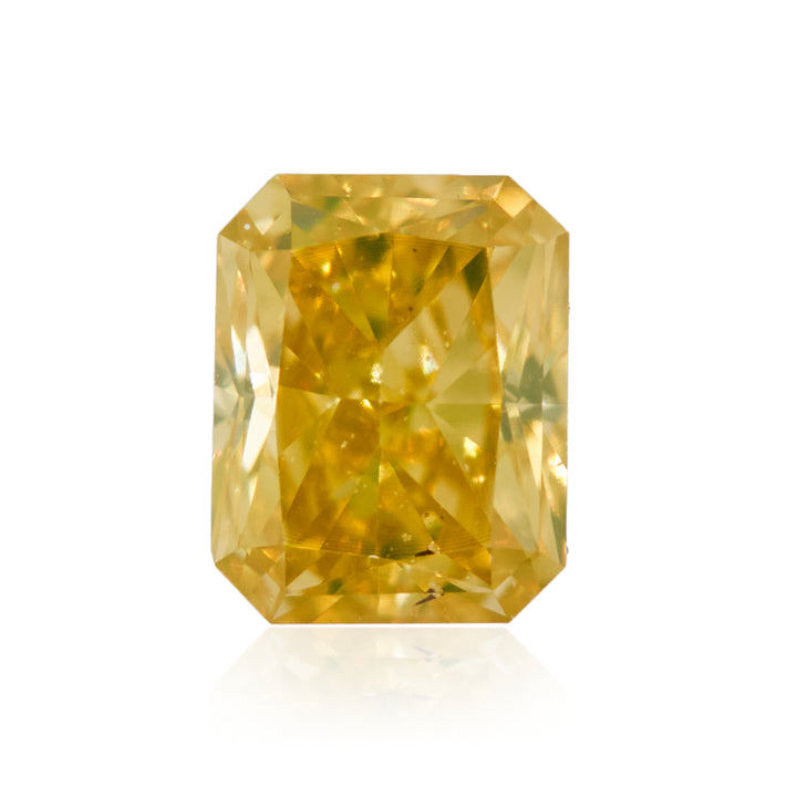 0.36 Carat Fancy Intense Greenish Yellow Cut Cornered Rectangular Diamond