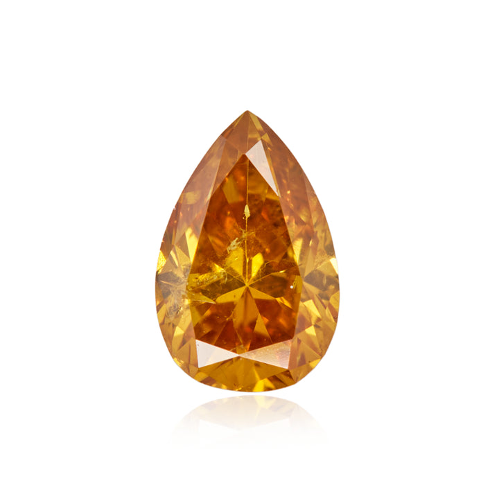 0.22 Carat Fancy Deep Orange Yellow Pear Diamond