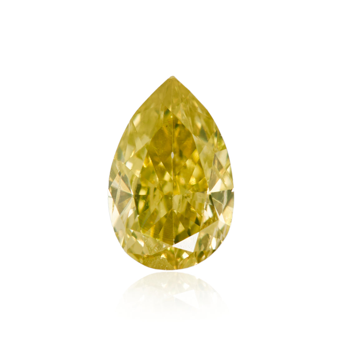 0.20 Carat Fancy Intense Greenish Yellow Pear Diamond