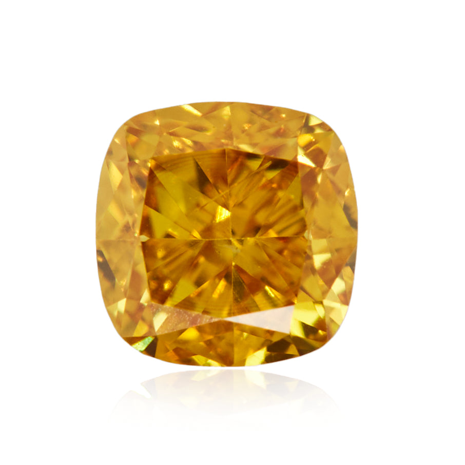 0.23 Carat Fancy Intense Orange Yellow Cushion Diamond