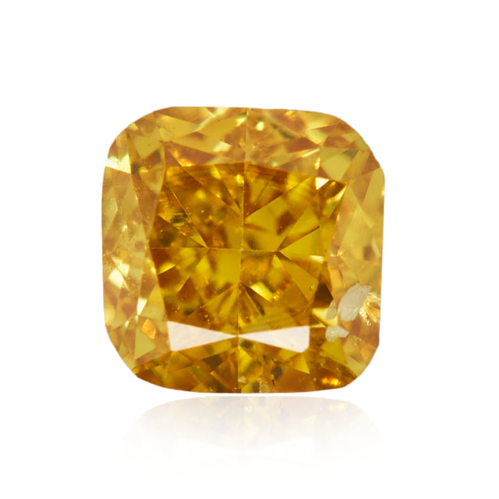 0.20 Carat Fancy Intense Orangy Yellow Cushion Diamond