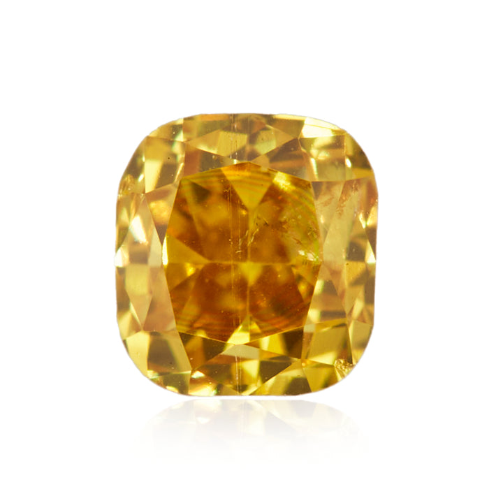 0.19 Carat Fancy Intense Orangy Yellow Cushion Diamond