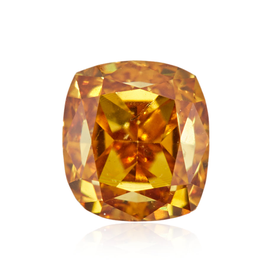 0.28 Carat Fancy Intense Orange Yellow Cushion Diamond