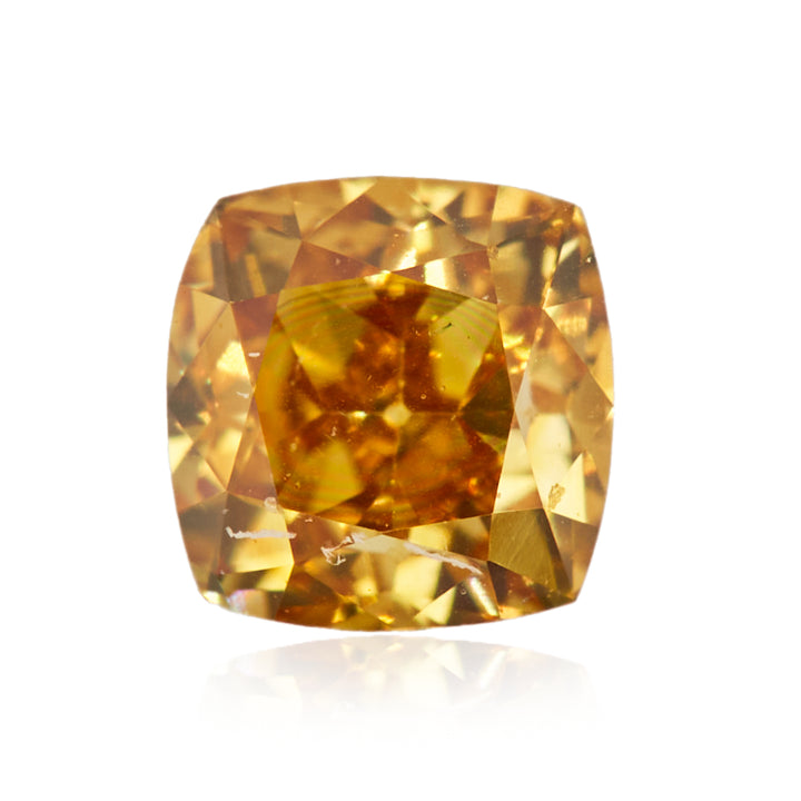 0.22 Carat Fancy Intense Orangy Yellow Square Cushion Diamond