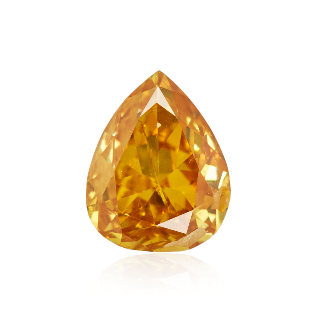 0.21 Carat Fancy Intense Orangy Yellow Pear Diamond