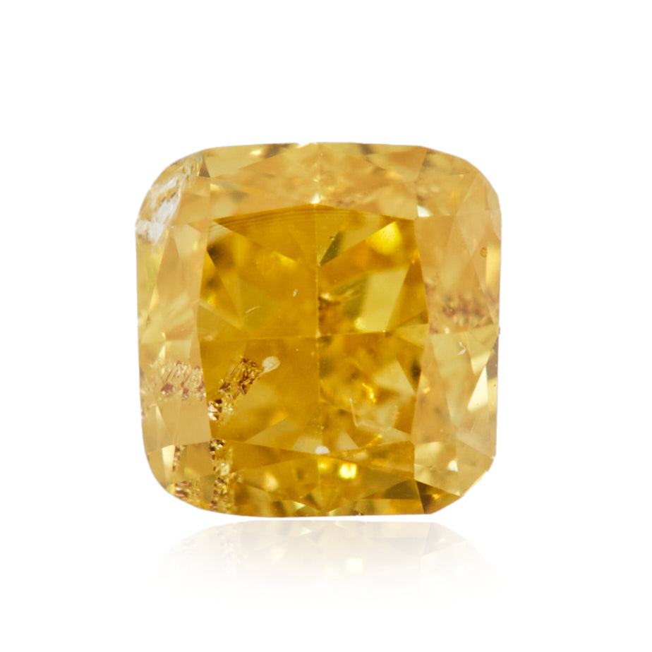 0.24 Carat Fancy Intense Orangy Yellow Cushion Diamond