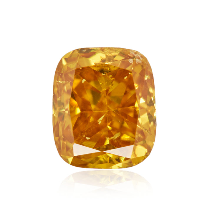 0.19 Carat Fancy Intense Orangy Yellow Cushion Diamond