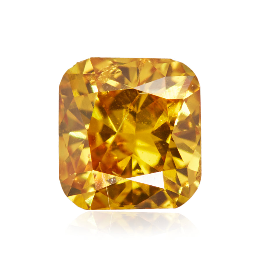 0.19 Carat Fancy Deep Orangy Yellow Cushion Diamond