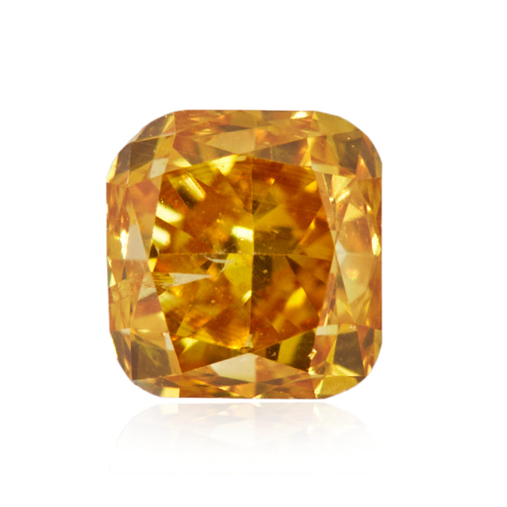 0.19 Carat Fancy Intense Orangy Yellow Square Cushion Diamond