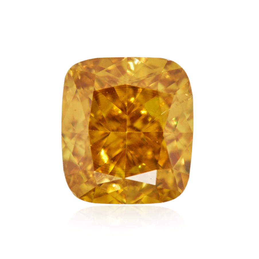 0.24 Carat Fancy Intense Orangy Yellow Cushion Diamond