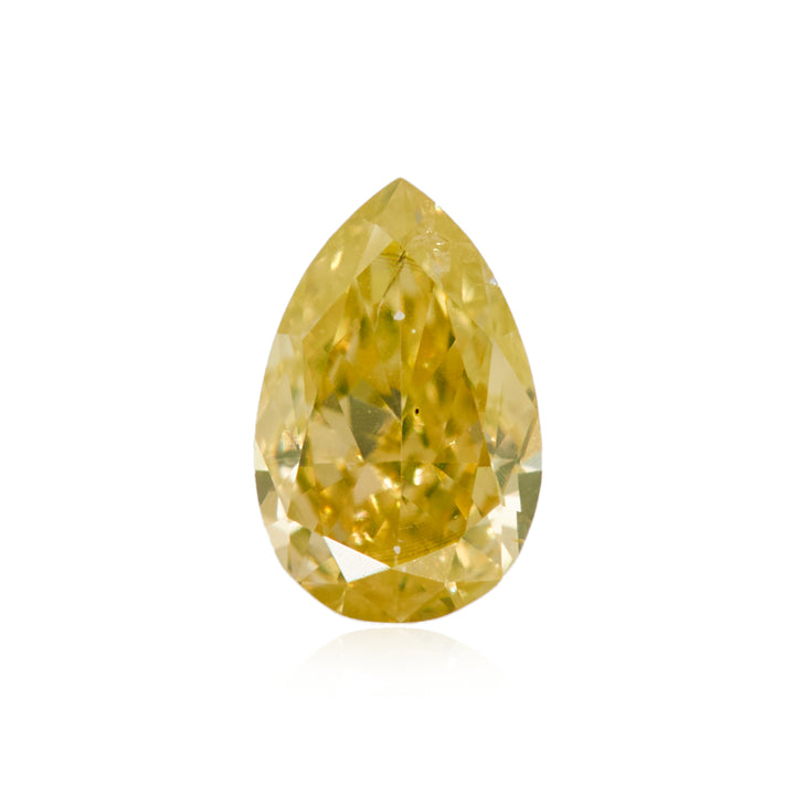 0.17 Carat Fancy Intense Greenish Yellow Pear Diamond