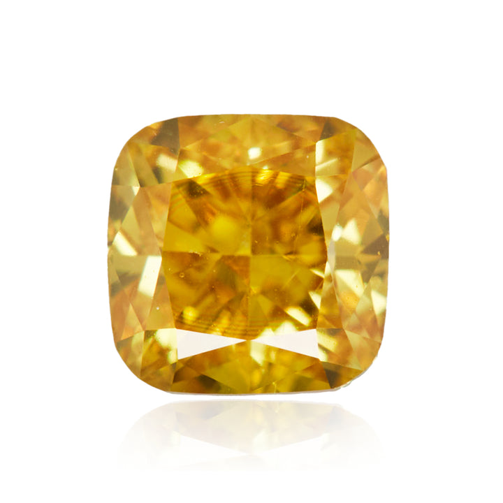 0.27 Carat Fancy Intense Orangy Yellow Square Cushion Diamond