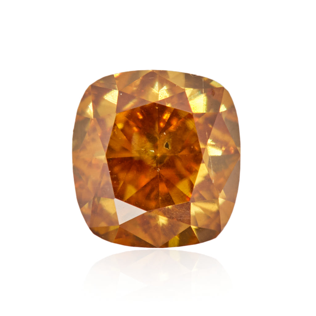 0.31 Carat Fancy Deep Orange Yellow Cushion Diamond