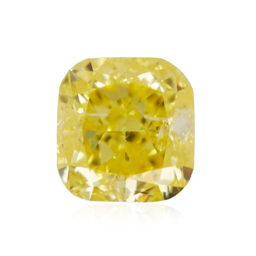 0.25 Carat Fancy Intense Yellow Cushion Diamond