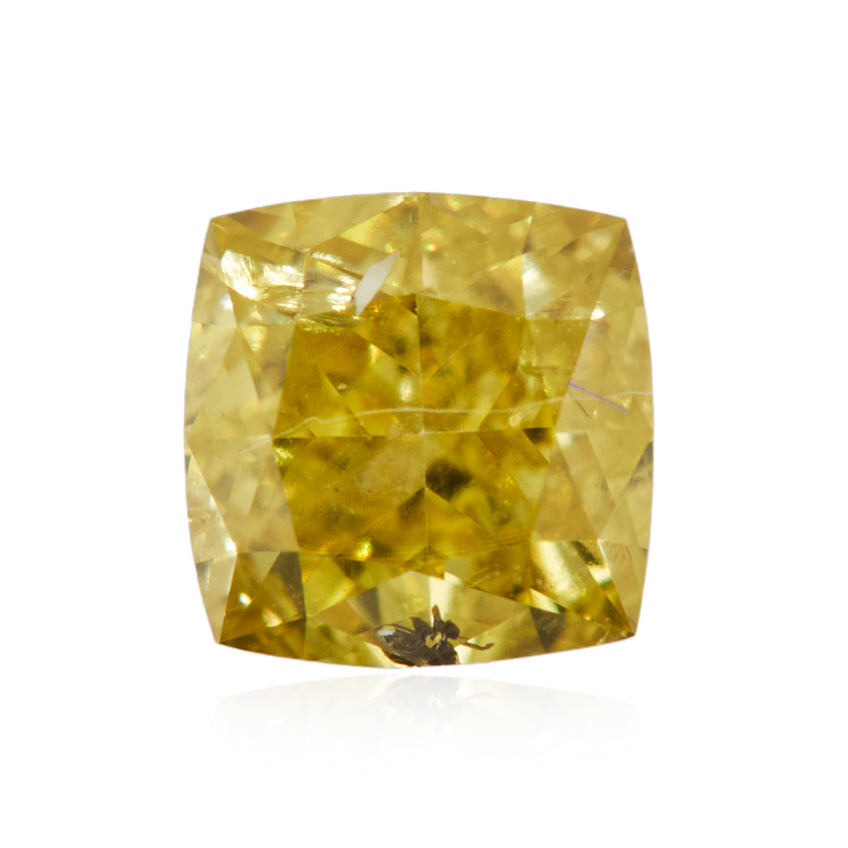 0.20 Carat Fancy Intense Greenish Yellow Cushion Diamond