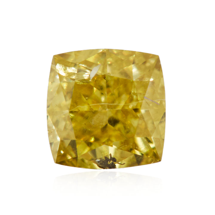 0.20 Carat Fancy Intense Greenish Yellow Cushion Diamond