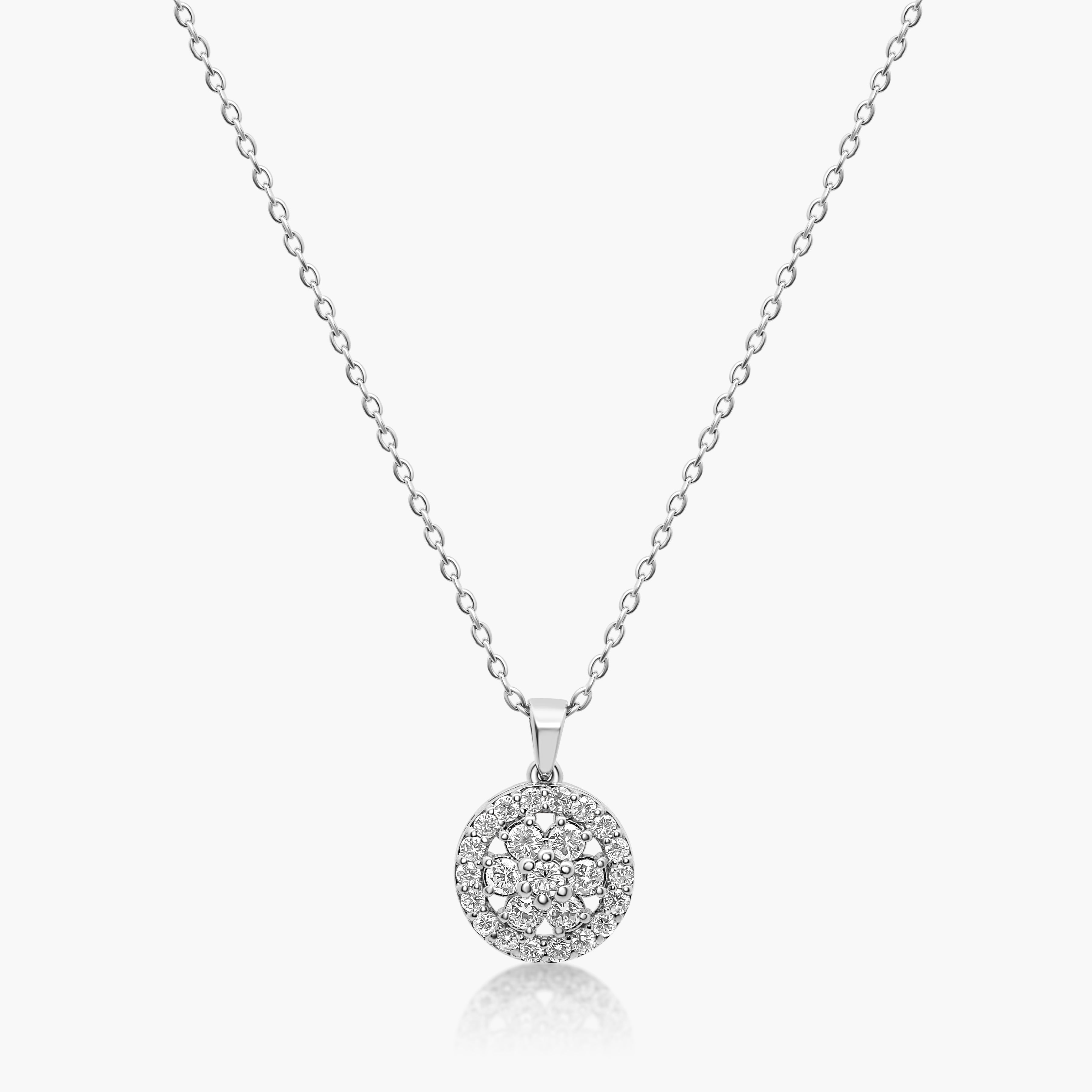 Oceane - 14K White Gold Natural Diamond Cluster Pendant