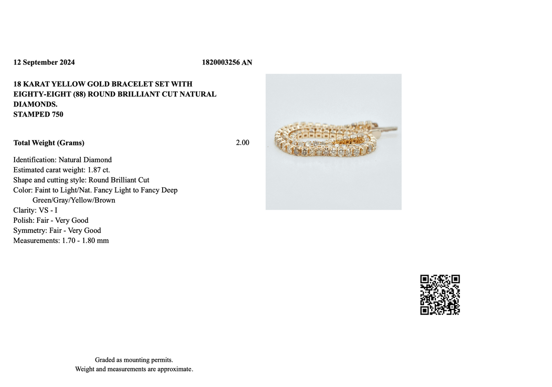 Bracelet 18 kt. - 1.87ct. tw. Diamond (Natural coloured)